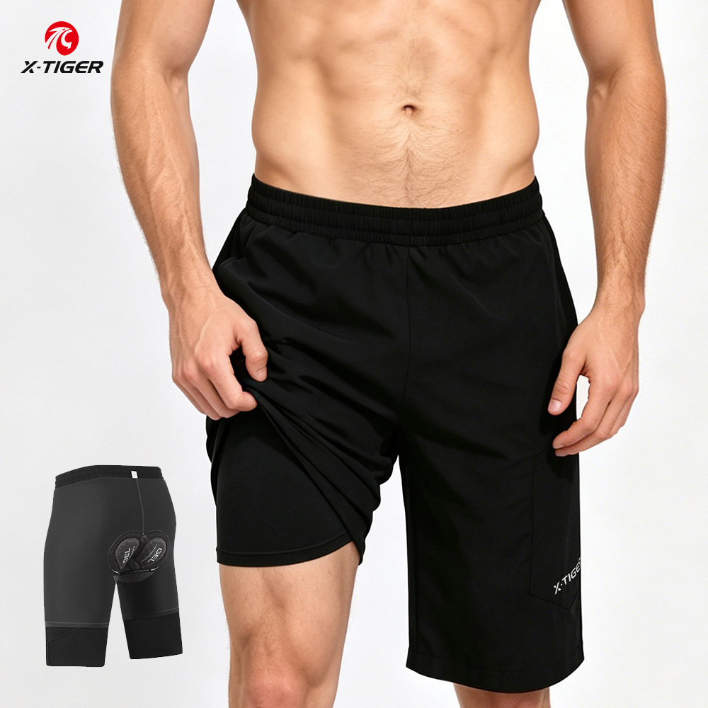Cycling Shorts For Commute - X-TIGER 2-in-1 fietsbroek Dubbellaags losse, casual