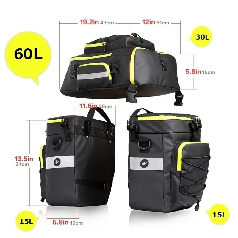 60L 3 In 1 Bergweg Fiets Water - Panniers Waterproof Rear recensie en prijs