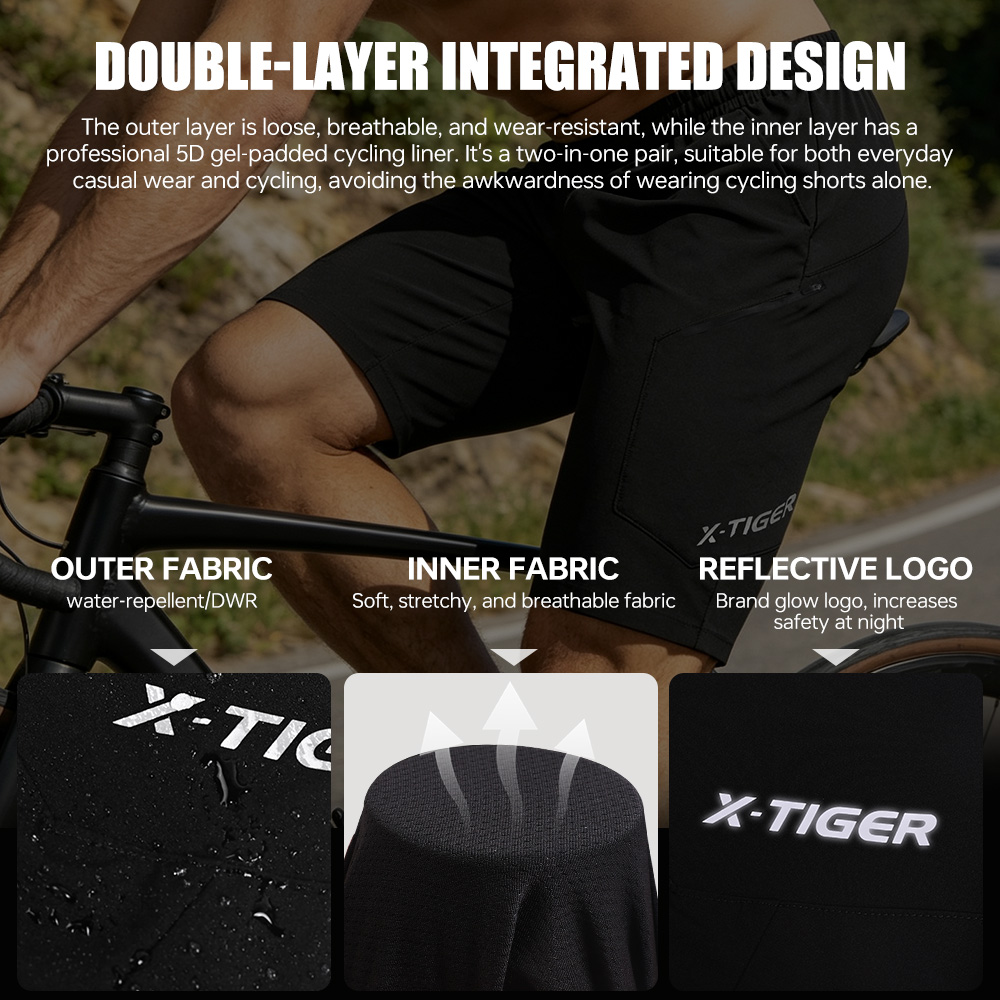 X-TIGER 2-in-1 fietsbroek Dubb - Cycling Shorts For Commute recensie en prijs